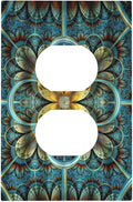 Outlet Covers Boho Fractal Mandala 1 Gang Duplex Light Switch Cover Plate Bohemia Decorative Wall Plates Electrical Switchplate Receptacle Cover for Bathroom Bedroom Decor