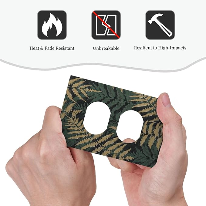 Outlet Covers Botanical Fern Green Leaf Forest 1 Gang Duplex Light Switch Cover Decorative Switch Plates Electrical Receptacle Faceplate Wall Plate For Bed Room Home Decor