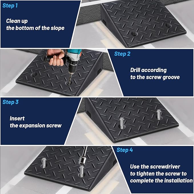 Rubber Curb Ramp, 6" Rise Height 2 Pack, Heavy-Duty 4 T Capacity Threshold Ramps, 19.7" L x 19.7" W Driveway Ramps for Cars, Wheelchairs, Bikes, Motorcycles