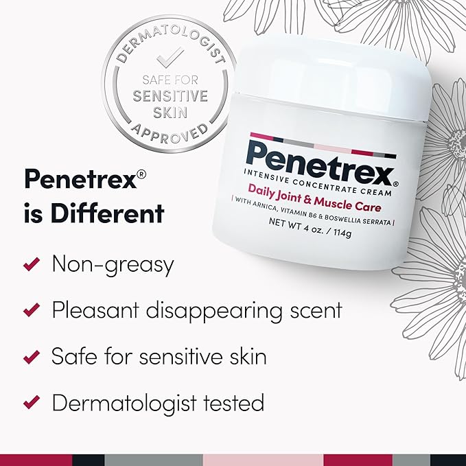 Penetrex Joint & Muscle Therapy - Soothing Comfort for Back, Neck, Hands, Feet - Premium Whole Body Rub with Arnica, Vitamin B6 MSM & Boswellia - Non-Greasy 4oz Cream