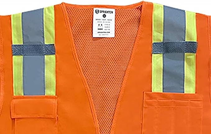 Premium High Visibility Surveyor Vest Solid Front Mesh Back, 5 Pack