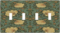 Light Switch Covers William Morris Floral Vintage Flowers Pattern Quad Toggle Electrical Faceplate 4 Gang Wall Plate Decorative Switch Plates for Bedroom living Room Decor
