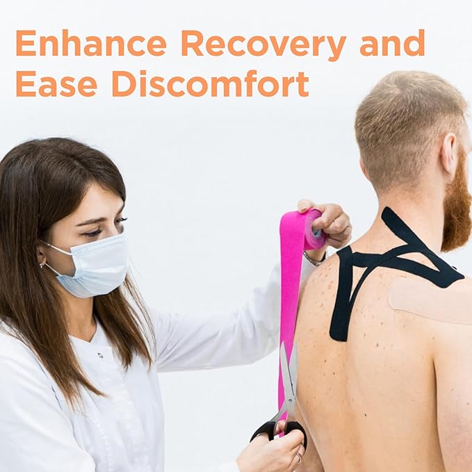 OK TAPE Kinesiology Tape, Regular Original Cotton Elastic Athletic Tape for Support and Recovery, Sports Tape, 2in×16.4ft Uncut Roll - Black