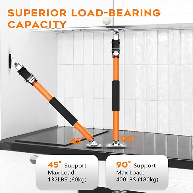 HOLOTHURIAN Cabinet Jack Support Pole, 27.5-49.2 inches Third Hand Tools Adjustable Support Pole, 3rd Hand Support System for Upper Cabinet Installation, 400 LB Capacity, 4-Pack
