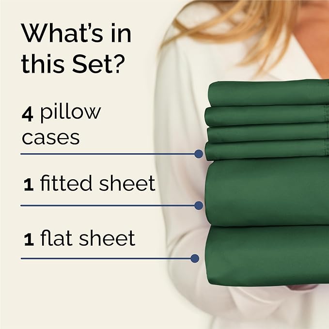 King 6 Piece Sheet Set - Cooling & Breathable Bed Sheets - Hotel Luxury Bed Sheets for Women, Men, Kids & Teens - Comfy Bedding w/Deep Pockets & Easy Fit - Soft & Wrinkle Free - King Emerald Sheets