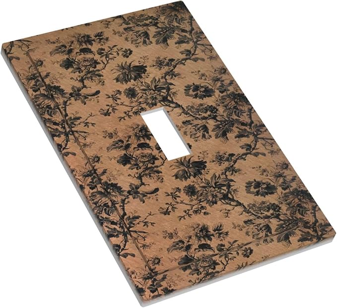 Decorative Light Switch Covers Vintage Floral Botanical Brown Background 1 Gang Light Switch Cover Plate Single Toggle Wall Plate Outlet Covers Wall Plate Dimmer Faceplate for Bathroom Decor