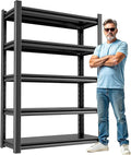 Heavy Duty Metal Storage Rack Shelving, 5 Tier Shelving Unit - Garage Storage Shelf, Industrial Utility Shelf, Durable Metal Shelf Organizer, Garage Shelving 24" D x48 W x72 H（5 pcs）