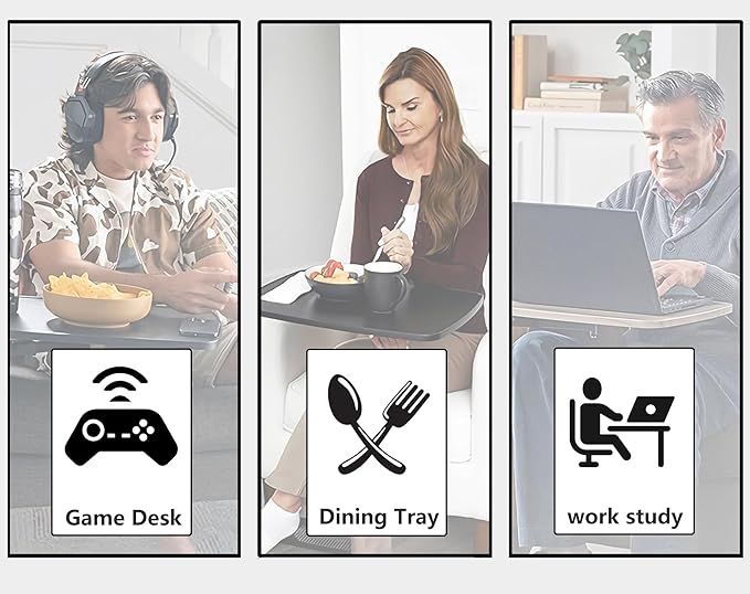 (Black 360° Sofa Rotating Table) Auxiliary Standing Tray 360 Degree and Height Adjustable Rotating TV and Laptop Table, Ergonomic Auxiliary Safety Standing Handle