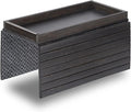 DETOR Sofa Arm Tray with Spacious 12.4" x 5.4" Storage Box, Black-Stained Bamboo Finish, Enhanced Non-Slip Felt Bottom, Sturdy Bamboo Slats, Fits Armrests 6" and Wider