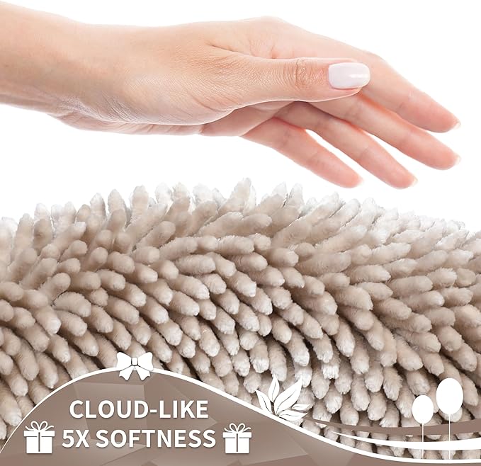Yimobra Bathroom Rug Set 2 Piece, Luxury Shaggy Bath Mat Set with Non Slip Backing, Ultra Soft & Absorbent Mats for Bathroom Floor, Machine Washable, 31.5"x20"+24"x17", Khaki