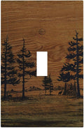 Decorative Light Switch Covers Rustic Farmhouse Brown Board Pine Tree Wood Grain 1 Gang Light Switch Cover Plate Single Toggle Wall Plate Outlet Covers Wall Plate Dimmer Faceplate for Bathroom