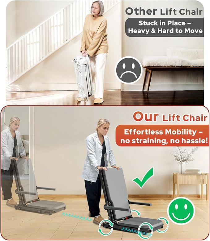 Electric Floor Lift Indoor Movable Chair Lift for Elderly Falls, Devices to Lift Elderly Off Floor with 4 Wheels, Lift Chair with Max Capacity 500 Lbs