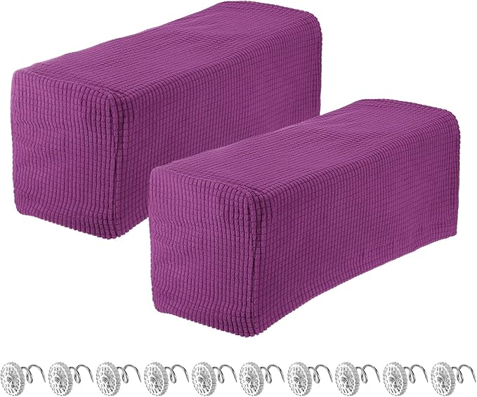 uxcell 2pcs Stretch Armrest Covers for Chairs/Sofas, Couch Arm Covers with Twist Pin, Furniture Protector Slipcovers Purple