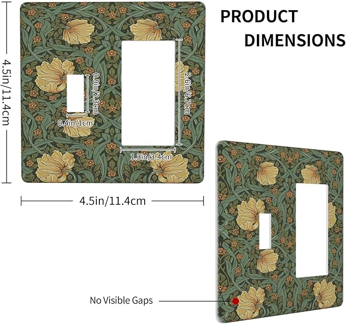 Outlet Covers William Morris Floral Vintage Flowers Pattern 1 Toggle 1 Rocker Combination Decorative Wall Plate Electrical Switch Plates Light Switch Cover Plate for Bedroom living Room Decor