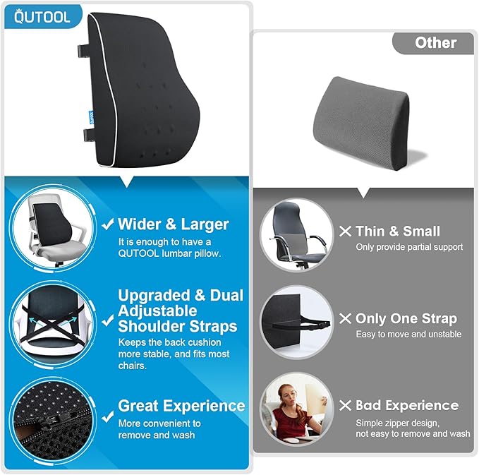 Lumbar Support Pillow for Office Chair, Office Home Essentials,Gifts for Mom,Dad, Back Support Pillow for Car, Chair Cushions,Back Pain Relief Improve Posture,Mesh Cover Double Adjustable Straps