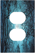 Outlet Covers Teal Full Moon Forest 1 Gang Duplex Light Switch Cover Plate Turquoise Decorative Wall Plates Electrical Switchplate Receptacle Cover for Bathroom Bedroom Decor