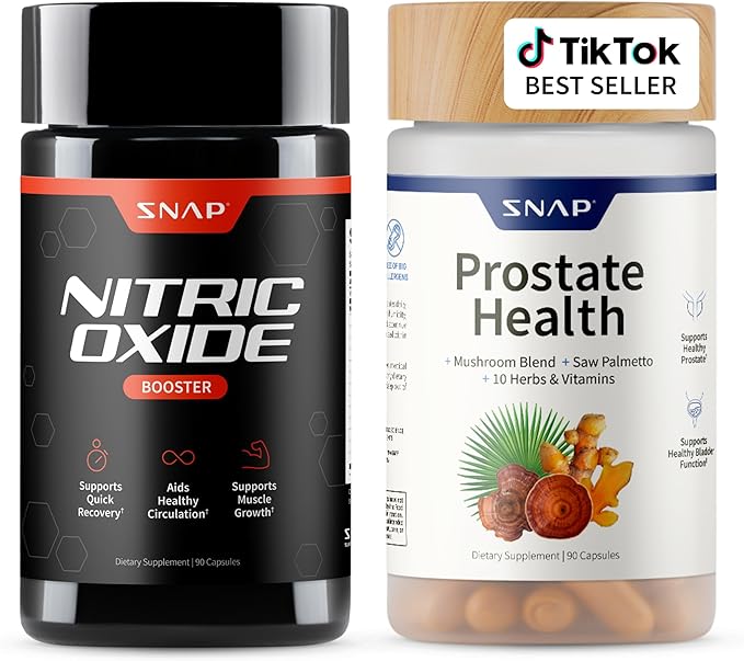 Snap Supplements Prostate Health & Nitric Oxide Supplement Bundle for Men, 90 Vegetarian Capsules Each