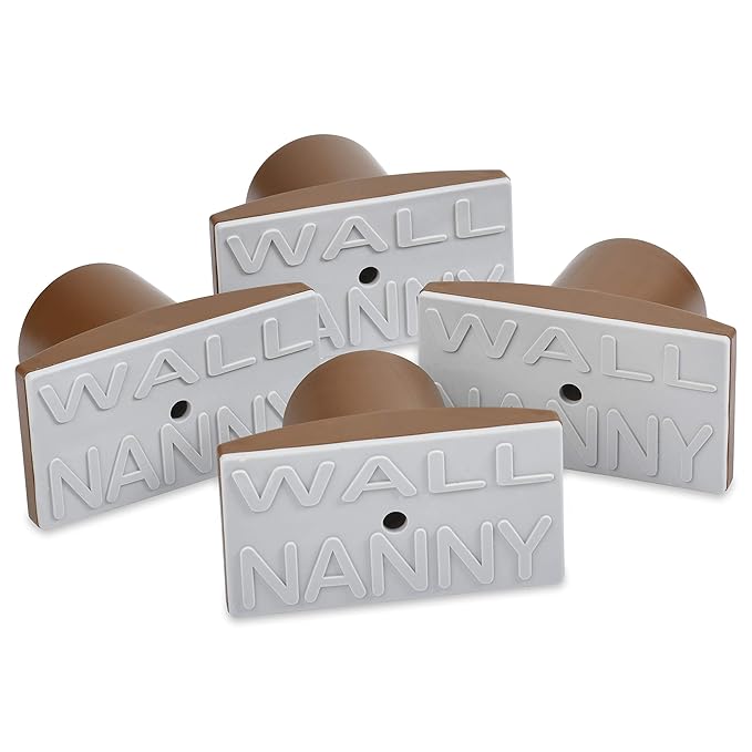 Wall Nanny Extender - 4 Inch Baby Gate Extension (Made in USA) Extends Pressure Mounted Gates + Protects Walls + Stabilizes - Child, Pet & Dog Gates - Works on Stairs - 4 Pack Wall Protector - Brown