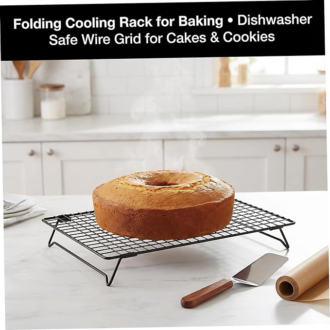 Carbon Steel Baking Cooling Racks, 2-Pack Collapsible Legs for Cooking, Grilling & Roasting, Oven-Safe & Durable/17x11 Inch