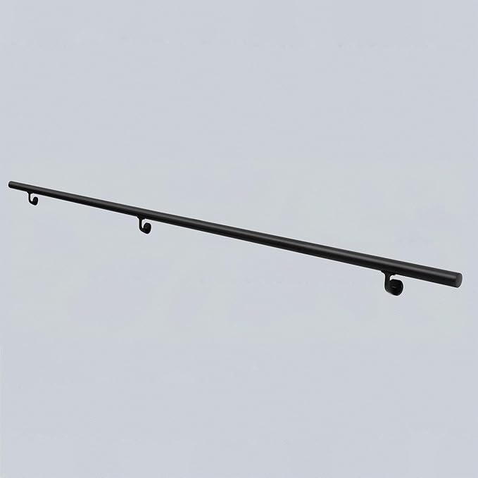 10FT Handrails for Indoor Stairs,Deck,Slope,Modern Aluminum Handrail Set, Wall Mounted, with Zink-Alloy Brackets Aluminium Railing System,Rust Free. (Matte Black, 10 FT)