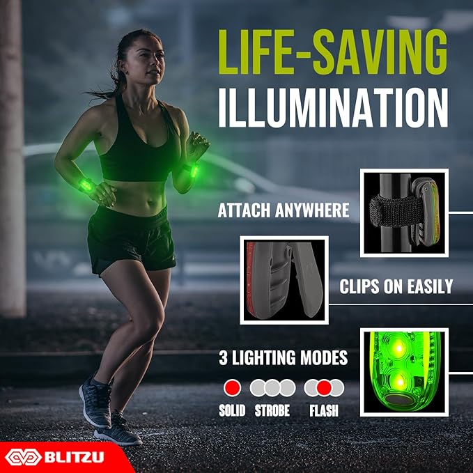 4 Pack LED Safety Light, Clip on Reflective Gear Lights for Walking at Night, Running, Jogging, High Visibility Strobe Light Accessories for Runners, Kids, Hiking, Kayak, Cycling, Camping, Boat