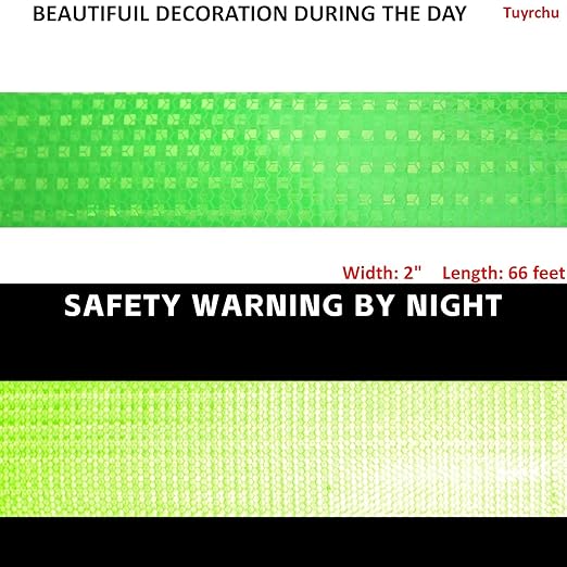 Industrial Reflective Tape Green 2 inch Wide, Outdoor Waterproof Hazard Conspicuity Warning Marking Tape (66 feet)