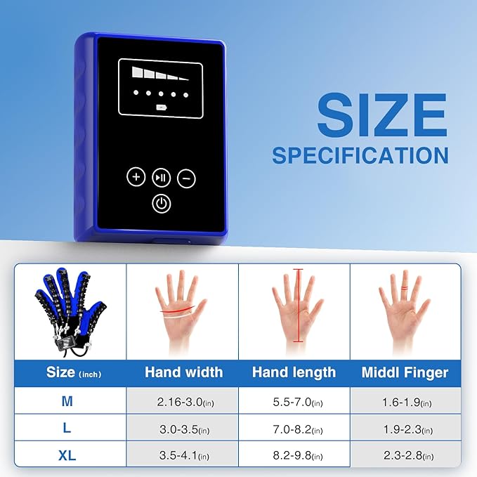 Hand Rehabilitation Equipment, Therapy Gloves for Stroke Hand Recovery Device, Robotic Rehab Glove for Finger Training, Adjustable Strength Hands Exerciser