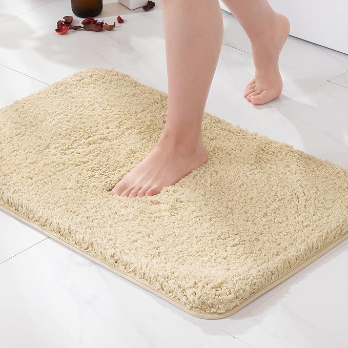 MIULEE Non Slip Bathroom Rug Bath Mats for Bathroom(20x30,Camel) Absorbent Thick Soft Microfiber Bath Rug Machine Washable Plush Carpet for Tub Shower