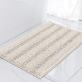 Turquoize Chenille Bath Rugs Shaggy Non Slip Bath Mat 17 x 24 Extra Soft Absorbent Area Rug, 17"x 24", Ivory