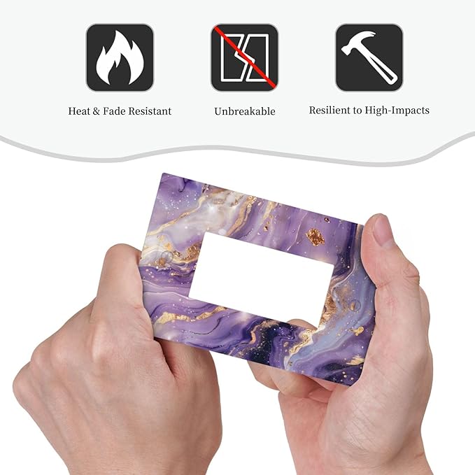 Luxury Marble Texture Purple And Gold Abstract Print Decorative Outlet Covers 1 Gang Single Rocker Light Switch Cover Plate Wall Plates GFCI Faceplate for Bathroom Home Decor