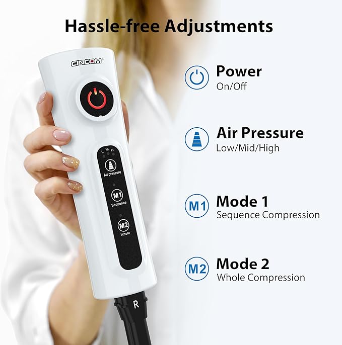 CINCOM Leg Massager for Circulation and Pain Relief, Air Compression Calf Foot Leg Massagers with Handheld Controller, Legs Circulation Machine