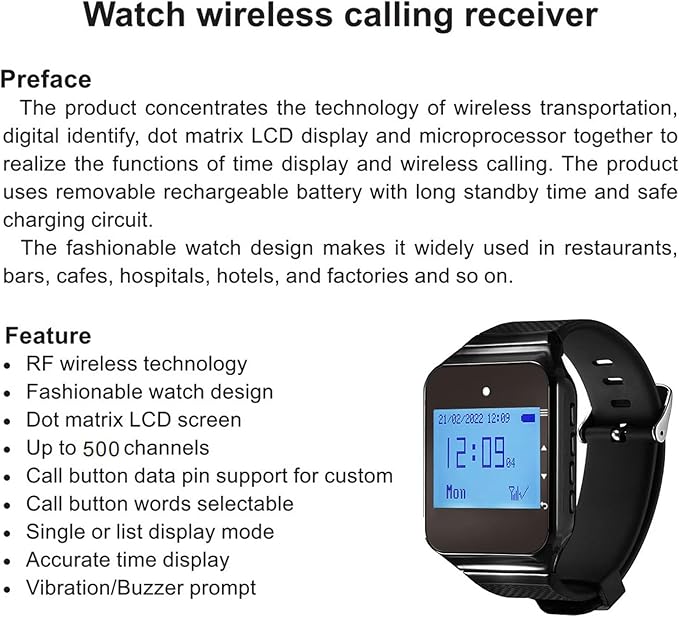 Wireless Caregiver Pager Call for Patient Nurse Alert System for Elderly Monitoring 328ft Water Proof Call Bell for Home 1 Receiver Wrist Pager 20 Desk Call Bells (Red)