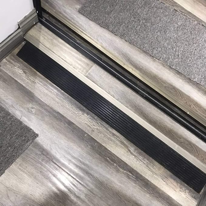 Bilaida 1" Rise Solid Rubber Threshold Ramp, 1500 LBS Capacity, 39" Wide Non-Slip Wheelchair Ramp for Doorway Indoor or Outdoor, Bathroom, Garage and Supermarket Entrance, Cuttable Black (1''H, 1)