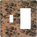 Decorative Outlet Covers Vintage Floral Botanical Brown Background 2-Gang Combo Light Switch Cover Plate Single Toggle/Rocker Wall Plate Plug Switch Plate Covers for Bathroom Bedroom