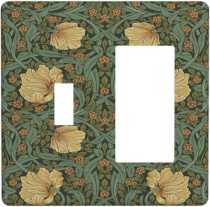 Outlet Covers William Morris Floral Vintage Flowers Pattern 1 Toggle 1 Rocker Combination Decorative Wall Plate Electrical Switch Plates Light Switch Cover Plate for Bedroom living Room Decor