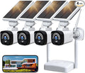 Camcamp Solar Camera Wireless Outdoor,Home Security Camera System,2.4G WiFi Outdoor Camera Wireless,Solar-Powered 4MP 4 Cam-Kit,360° PTZ,2K Color Night Vision,2-Way Audio,No Subscription,IP66