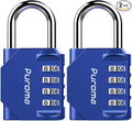 Puroma 2 Pack Combination Lock for Locker 4 Digit Outdoor Waterproof Padlock for School, Gym, Sports, Fence, Toolbox, Gate, Case, Outdoor, Hasp Storage (Blue)