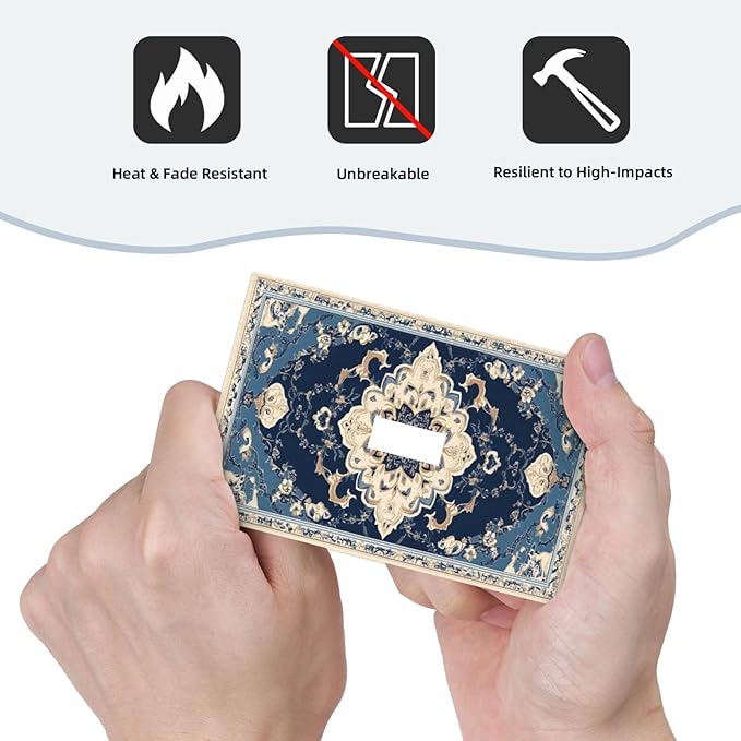 Decorative Light Switch Covers Boho Beige Navy Blue Medallion 1 Gang Light Switch Cover Plate Single Toggle Wall Plate Outlet Covers Wall Plate Dimmer Faceplate for Country Bathroom Bedroom