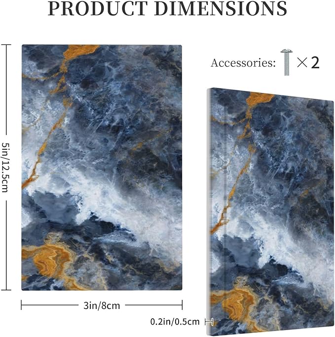 Decorative Light Switch Cover Plate Gold Dark Blue Gilt Haze Marble 1 Gang No Device Single Blank Outlet Covers Wall Plate Switch Plate Covers for Bathroom Decor