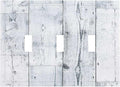 Decorative Switch Plates Vintage Grey White Wood Grain 3 Gang Wall Plate Triple Toggle Light Switch Cover Faceplate Electrical Wall Panels for Farmhouse Bathroom Decor