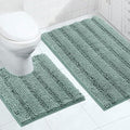Turquoize Chenille Bathroom Rugs Set Non-Slip Bath Mats for Bathroom Super Absorbent Shaggy Rugs for Tub Shower Toilet Bath Rug Plus U Contour Rug(Oversized: 24" x 36" and 20" x 24" U), Duckegg Blue