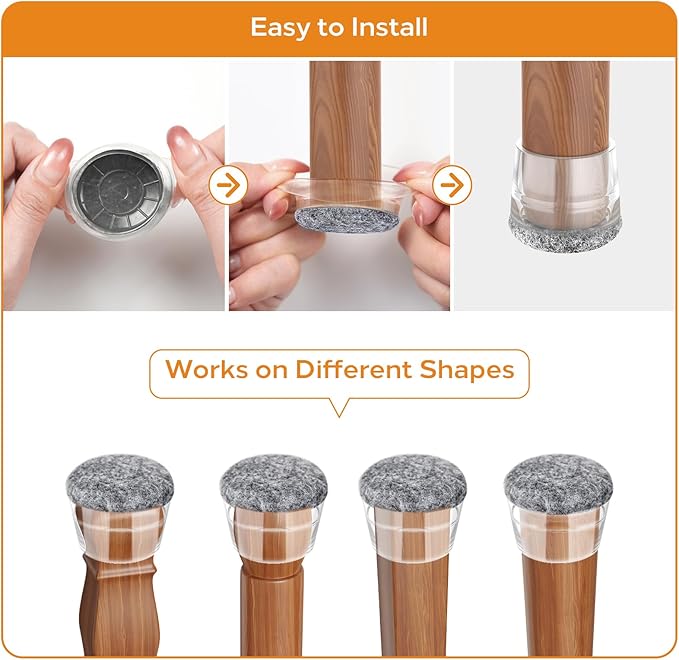 Meldel 24 PCS Silicone Chair Leg Floor Protectors Medium Fit (1"-1.2") Rubber Felt Furniture Pads Chair Legs Caps/Covers for Hardwood Floors, Tile from Scratches & Reduce Noise - Round, Grey