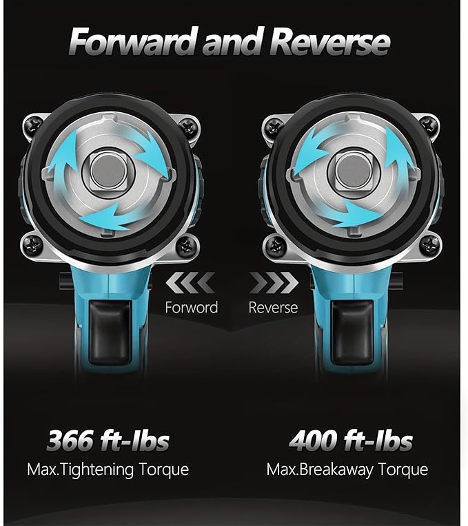 NEWONE 20v Brushless Crodless Impact Wrench, 370 Ft-lbs (500N.m) Impact Gun 1/2 inch with 1pcs 4.0AH Battery,6pcs Drill/Driver Bits,4 Sockets,Charger
