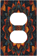 Colorful Oriental Floral Blooming Mandala Flower 1 Gang Duplex Outlet Covers Decorative Single Light Switch Covers Electrical Receptacle Wall Plate Plug Switchplate Faceplate for Bathroom