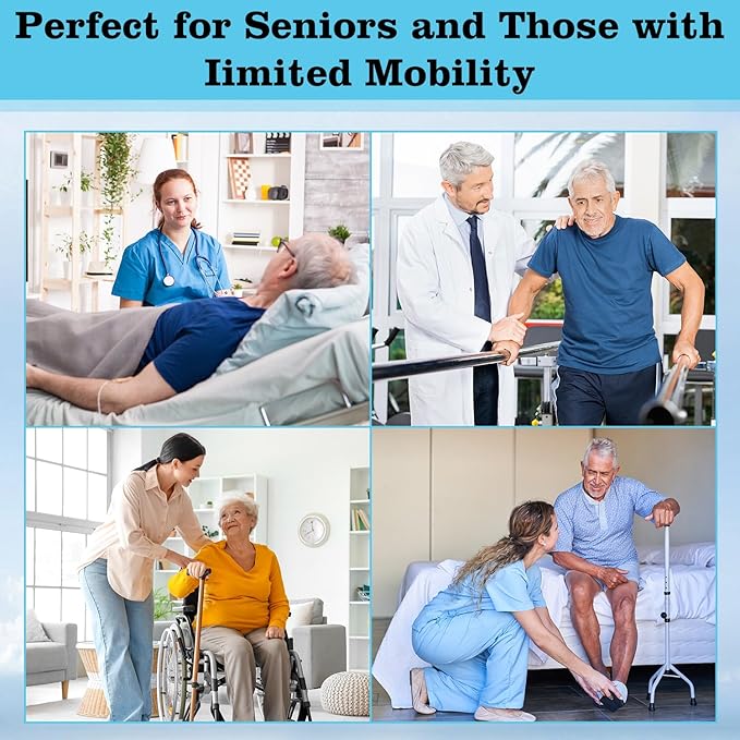 supregear Gait Belt - Anti-Slip Transfer Aid with 7 Handles and Quick-Release Buckle, Perfect for Senior Care, Floral Purple