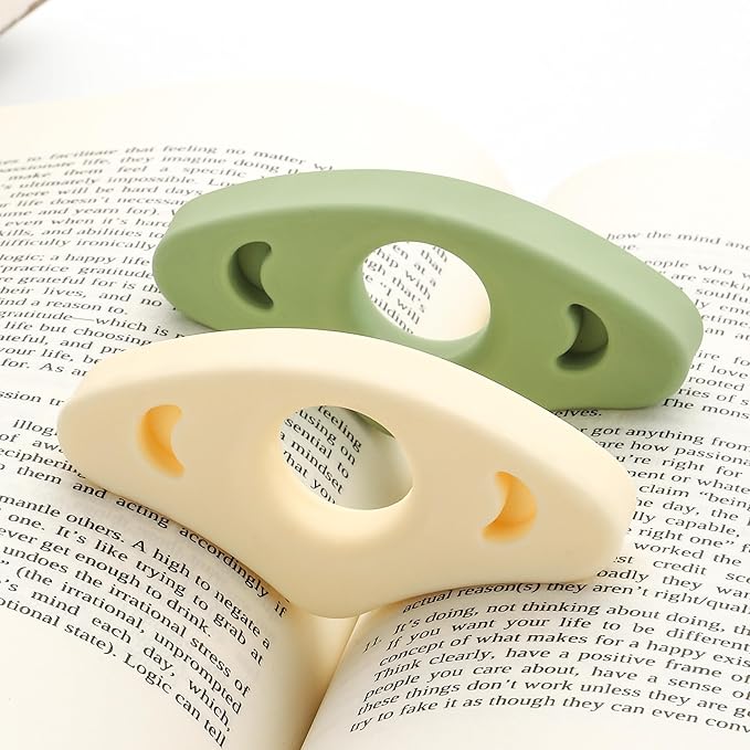 Book Page Holder, 2 Pack Breathable Silicone Thumb Page Holder for Reading, Ideal Book Reader Gifts and Reading Accessories (Medium Size, Orange)