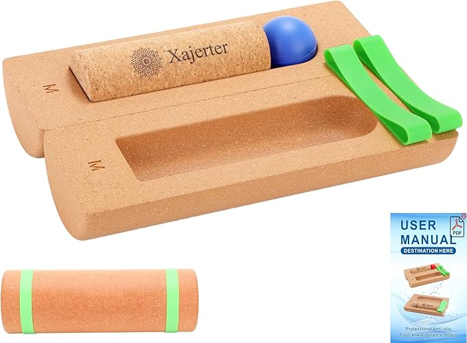 Cork Balance Board 4-in-1 Foot Strengthener, Premium Natural Cork, Plantar Fasciitis Foot Pain Relief, Foot Balance Trainer