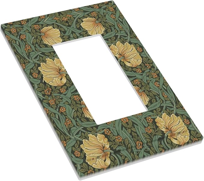 Decorative Outlet Covers William Morris Floral Vintage Flowers Pattern 1 Gang Single Rocker Light Switch Cover Plate Wall Plates GFCI Faceplate for Bedroom living Room Decor