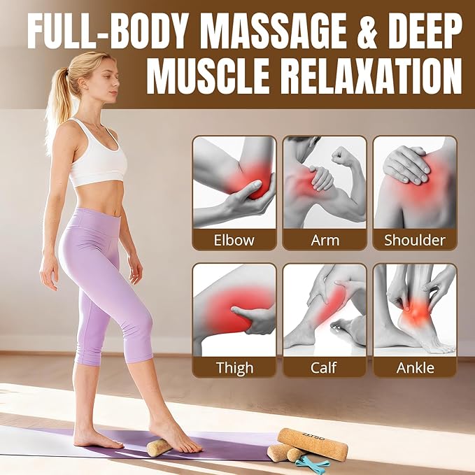 Cork Balance Board 4-in-1 Foot & Ankle Strengthener Kit, Premium Natural Cork Balance Trainer + Massage Roller & Ball, Toe Resistance Bands, Carry Bag & Exercise Guide for Mobility & Physical Therapy