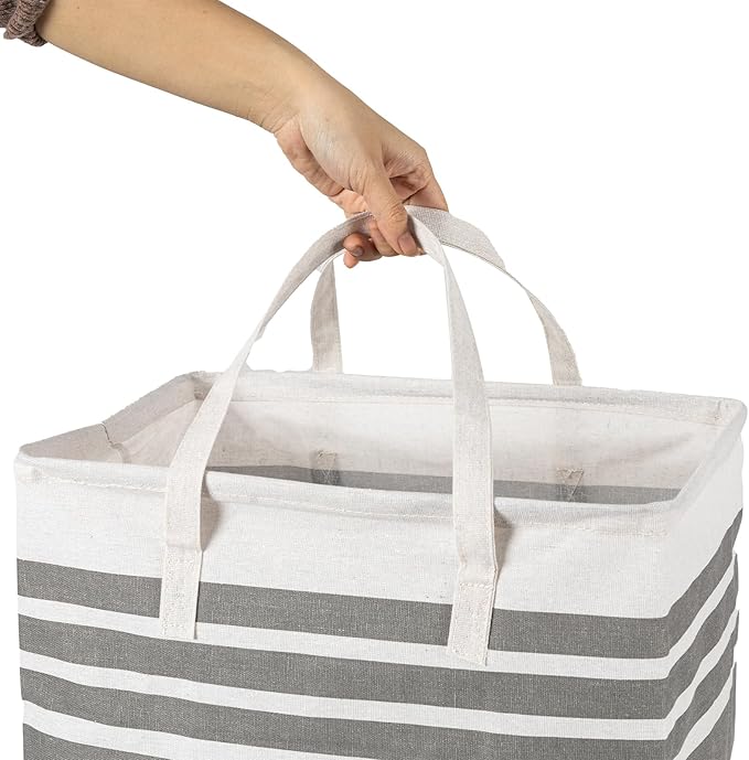 2 Pack Laundry Baskets 100L Extra Large, Waterproof Freestanding Collapsible Laundry Hamper with Reinforced Handles, Grey Clothes Hamper for Dorm, Bathroom, Bedroom, Laundry Room